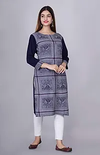 Bachuu Women and Girls Rayon Box Printed Straight Kurta Size S, M, L, XL, XXL| Color Navy Blue, Black, White-thumb1