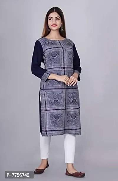 Bachuu Women and Girls Rayon Box Printed Straight Kurta Size S, M, L, XL, XXL| Color Navy Blue, Black, White-thumb2