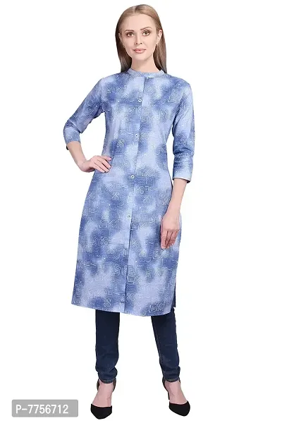 Bachuu Printed Cotton Kurti for Women and Girls Colour - Blue, White | Size S, M, L, XL, XXL