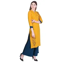 Bachuu Women's Rayon Embroidered Straight Kurti with Palazzo for Girls and Women Size S M L XL XXL XXXL Color Mustered, Maroon, White, Blue, Red-thumb2