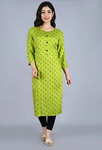 Bachuu Women's Rayon Round Neck Printed Straight Kurti | 3/4 Sleeve-thumb1