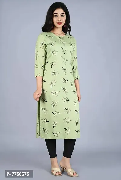 Bachuu Casual Rayon Round Neck Printed Straight Kurti for Women-thumb4