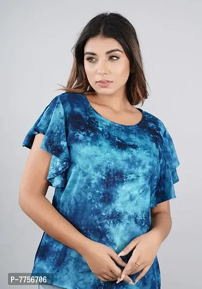 Bachuu Mulitcolor Tie Dye Top with Frill Sleeves-thumb4