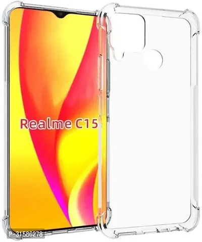 Caseline Back Cover for Realme C15 Transparent Grip Case Pack of 1-thumb0