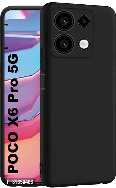 Caseline Back Cover for POCO X6 Pro 5G POCO X6 Pro Black Grip Case Silicon Pack of 1-thumb0