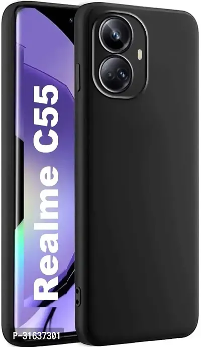 Caseline Back Cover for Realme C55 Realme C55 4G Black Grip Case Silicon Pack of 1