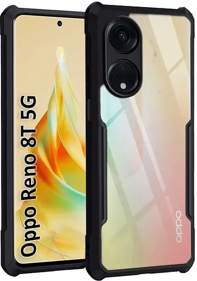 AARERED Back Cover Case for Oppo Reno 8T Clear Tough Hybrid, Transparent Black Bumper Border