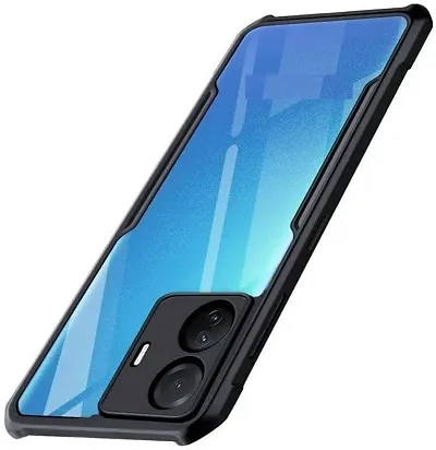 CELZO Ultra Thin Shock Proof 4 Sides Protection Clear Transparent Back Cover Case with Black Border for iQOO Z6 Lite (5G) - {Transparent/Black}