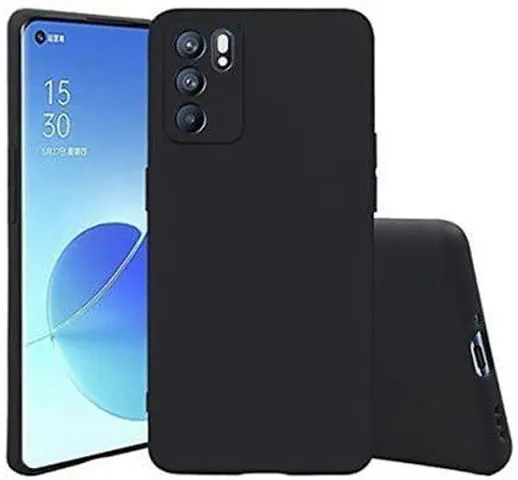 AARERED Soft and Flexible Back Cover for Oppo Reno 6 5G Plain Black Matte Finish