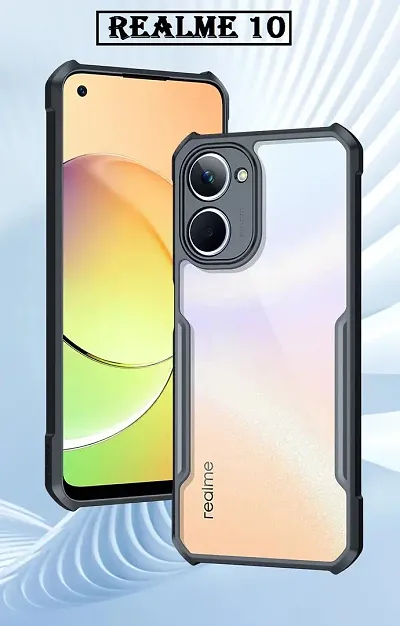 CELZO Ultra Thin Shock Proof 4 Sides Protection Clear Transparent Back Cover Case with Black Border for Realme 10 (4G) - {Transparent/Black}