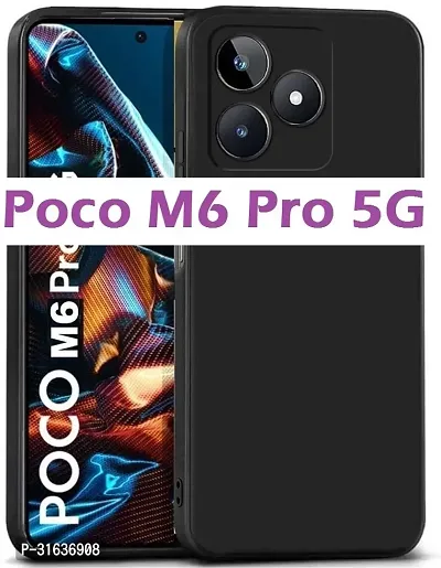 Caseline Back Cover for POCO M6 Pro 5G POCO M6 Pro CND Black Grip Case Silicon Pack of 1-thumb0