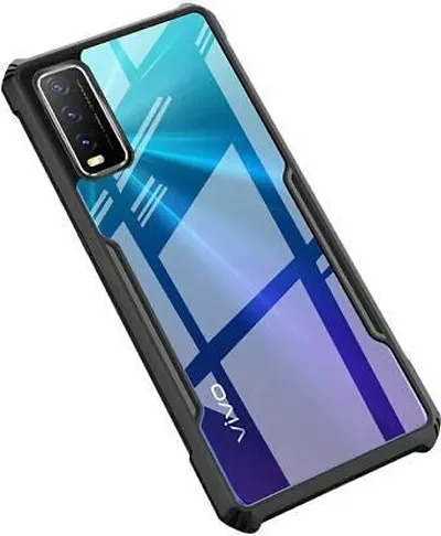 PrintYug Shockproof Crystal Clear Transparent Back Cover for Vivo Y20/Y20i | 360 Degree Protection | Protective Design (Black)