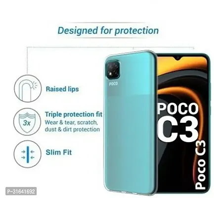 Caseline Back Cover for POCO C3 Transparent Grip Case Pack of 1-thumb2