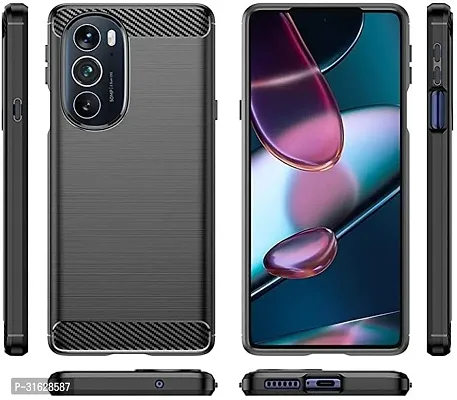 Caseline Back Cover for Motorola Moto EDGE 30 Pro Black Shock Proof Silicon Pack of 1