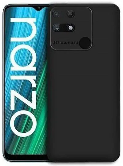 ClickCase Soft Silicone Back Cover for Realme Narzo 50A, Matte Finish Flexible Case with Camera Protection (Realme Narzo 50A, Black Liquid TPU)