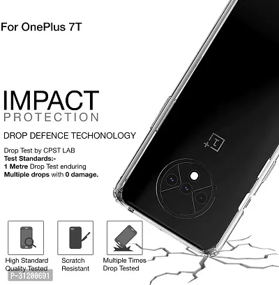 Caseline Back Cover for Oneplus 7T Transparent Grip Case Silicon Pack of 1-thumb3