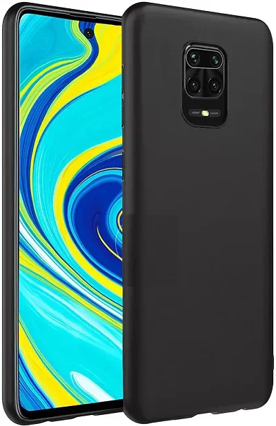 CELZO Silicon Back Cover Case for Redmi Note 9 Pro - {Black}