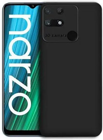 ClickCase Soft Silicone Back Cover for Realme Narzo 50A, Matte Finish Flexible Case with Camera Protection (Realme Narzo 50A, Black Liquid TPU)