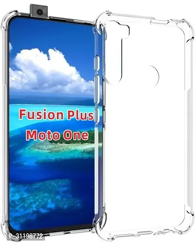 Caseline Back Cover for motorola one fusion plus Transparent Grip Case Pack of 1-thumb0