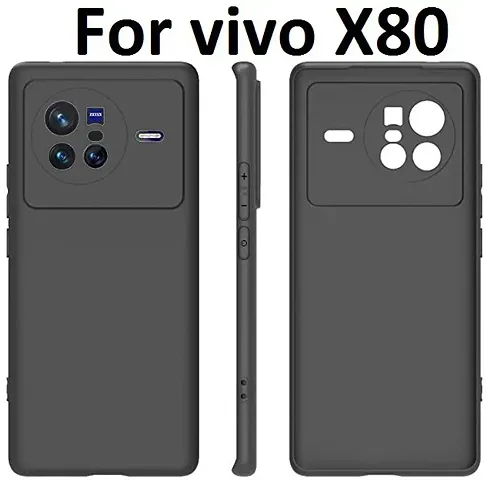 CELZO 4 Sides Full Protection Silicon Back Cover Case for Vivo X80 (5G) - {Black}