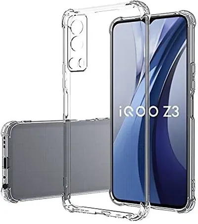 CELZO Transparent Soft Silicon Flexible 4 Side Full Protection Back Cover Case for IQOO Z3 (5G) - (Transparent)