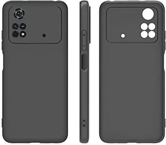 CELZO 4 Sides Full Protection Silicon Back Cover Case for Xiaomi Poco X4 Pro (4G) - {Black}