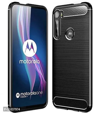 Caseline Back Cover for Motorola Moto One Fusion Plus Moto One Fusion Plus Black Grip Case Pack of 1-thumb0