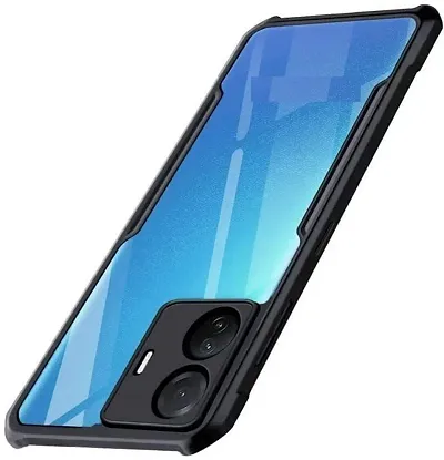 CELZO Ultra Thin Shock Proof 4 Sides Protection Clear Transparent Back Cover Case with Black Border for iQOO Z6 Lite (5G) - {Transparent/Black}