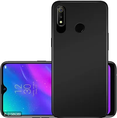 Caseline Back Cover for Realme 3 Realme 3i Black Grip Case Silicon Pack of 1