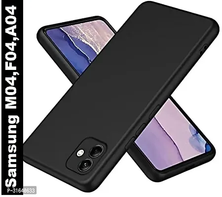 Caseline Back Cover for Samsung Galaxy M04 Samsung Galaxy F04 Samsung Galaxy A04e Black Grip Case Silicon Pack of 1-thumb0