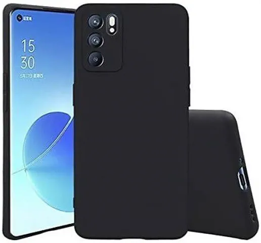 AARERED Soft and Flexible Back Cover for Oppo Reno 6 5G Plain Black Matte Finish