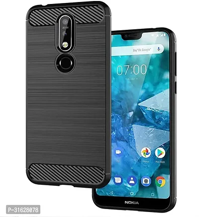 Caseline Back Cover for NOKIA 7.1 2018 Black Grip Case Silicon Pack of 1-thumb0