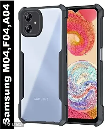 Caseline Back Cover for Samsung Galaxy M04 Black Transparent Grip Case Pack of 1-thumb0