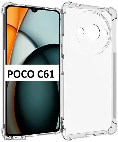 Caseline Back Cover for POCO C61 Transparent Grip Case Pack of 1-thumb0