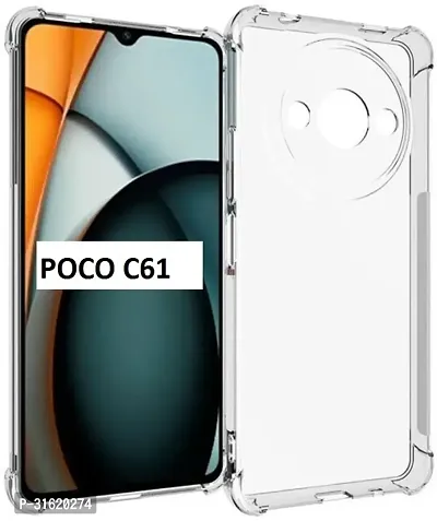 Caseline Back Cover for POCO C61 Transparent Grip Case Pack of 1-thumb0