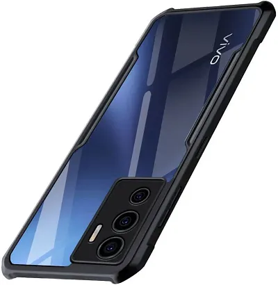 CELZO Ultra Thin Shock Proof 4 Sides Protection Clear Transparent Back Cover Case with Black Border for Vivo V23E (5G) - {Transparent/Black}