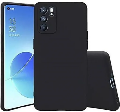 AARERED Soft and Flexible Back Cover for Oppo Reno 6 5G Plain Black Matte Finish