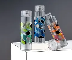 BMV Round Printed Drinking Water Bottles For Fridge School Office Home 1000 ml Bottle  (Pack of 3, Multicolor, Plastic)-thumb1