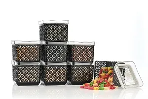 Durable Pack Of 12 Unbreakable Air Tight Square Plastic Containers Set For Kitchen Storage 500 Ml Kitchen Container, Storage Containers For Bupa-Free, Flour Cereals Snacks Stackable Modular ( Black )-thumb2