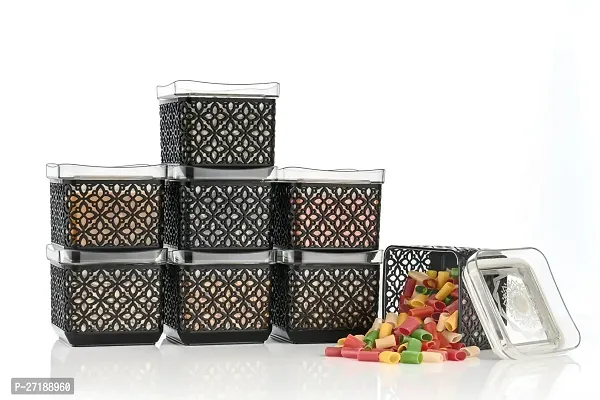 Durable Pack Of 12 Unbreakable Air Tight Square Plastic Containers Set For Kitchen Storage 500 Ml Kitchen Container, Storage Containers For Bupa-Free, Flour Cereals Snacks Stackable Modular ( Black )-thumb3