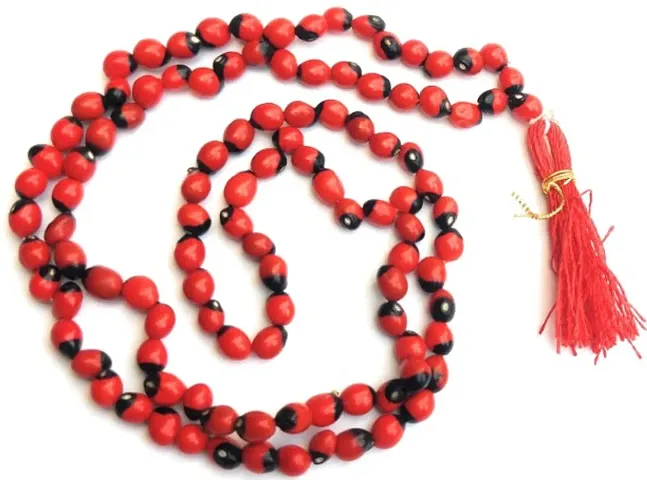 Apnisanskriti Gunja Mala (Gurinvida Mala, Laal Chirmi Mala) for Unisex (108 + 1 Beads) - Red Color - Pack of 1