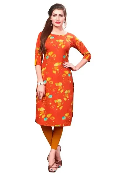 Stylish Crepe Printed Straight Kurti