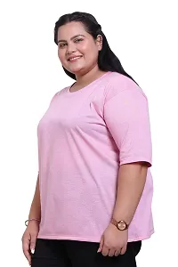Canidae Women Plus Size Comfortable Cotton Round Neck Half Sleeve Casual T-Shirt, Sleep, Night, Yoga, Daily Gym n Lounge Wear Short Tee/Tops for Ladies, Small to 8XL (Small, Light Pink)-thumb3