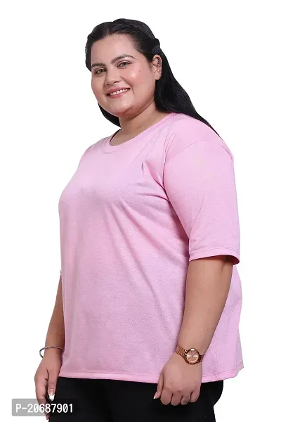 Canidae Women Plus Size Comfortable Cotton Round Neck Half Sleeve Casual T-Shirt, Sleep, Night, Yoga, Daily Gym n Lounge Wear Short Tee/Tops for Ladies, Small to 8XL (Small, Light Pink)-thumb4