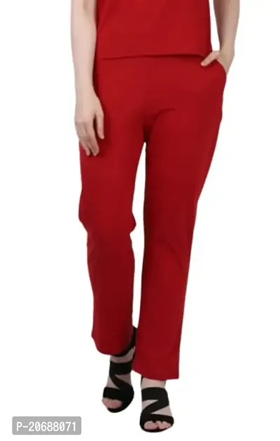 Canidae Women Regular Fit Cotton Comfortable Night Track Pant, Lower, Sports Trouser, Joggers, Lounge Wear and Daily Gym Wear for Ladies, (Small, RED)
