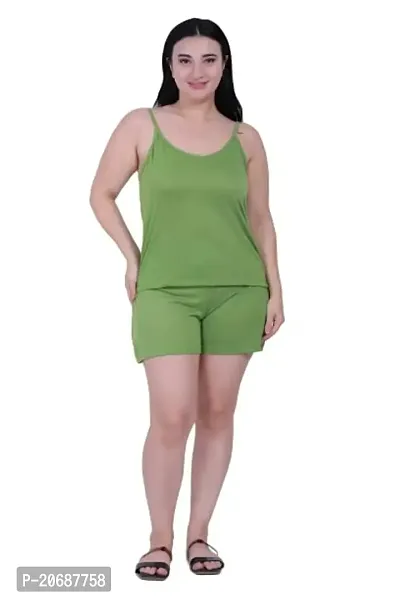 Canidae Women?s Regular Fit Sleeveless Cami Spaghetti Top (Small, Olive Green)-thumb0