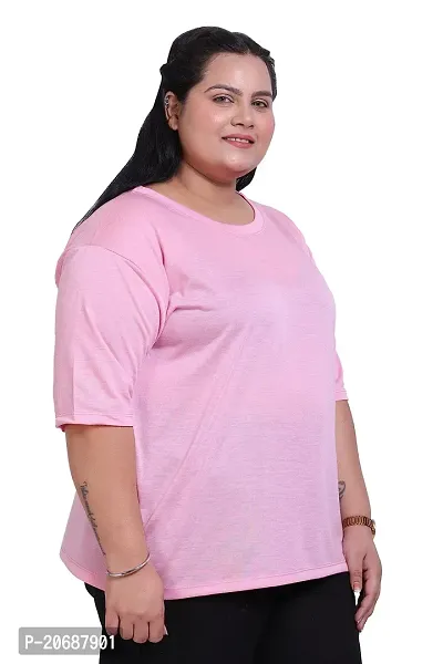 Canidae Women Plus Size Comfortable Cotton Round Neck Half Sleeve Casual T-Shirt, Sleep, Night, Yoga, Daily Gym n Lounge Wear Short Tee/Tops for Ladies, Small to 8XL (Small, Light Pink)-thumb3