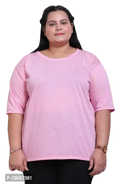Canidae Women Plus Size Comfortable Cotton Round Neck Half Sleeve Casual T-Shirt, Sleep, Night, Yoga, Daily Gym n Lounge Wear Short Tee/Tops for Ladies, Small to 8XL (Small, Light Pink)-thumb5