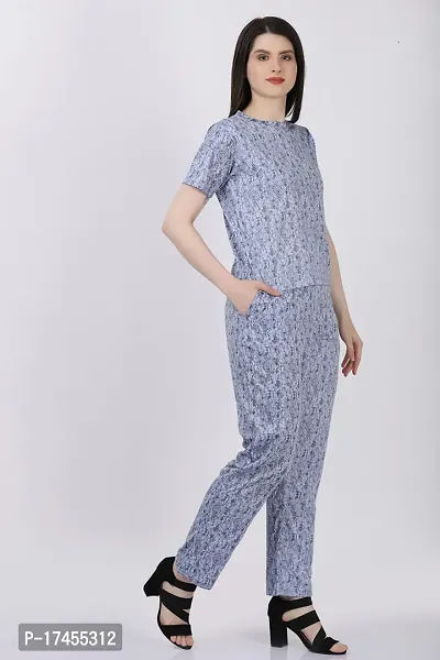 Contemporary Blue Cotton Printed Co-Ords Sets For Women
