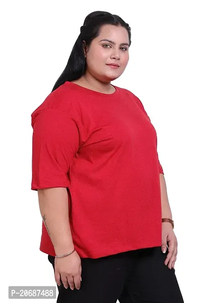 Canidae Women Plus Size Comfortable Cotton Round Neck Half Sleeve Casual T-Shirt, Sleep, Night, Yoga, Daily Gym n Lounge Wear Short Tee/Tops for Ladies, Small to 8XL (Small, Maroon)-thumb2